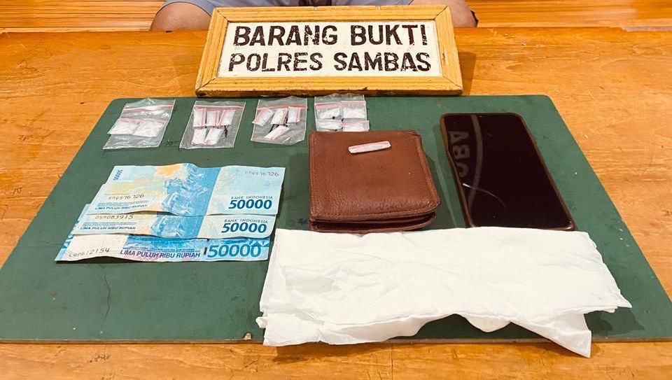 Polres Sambas Tangkap Pengedar, 16 Paket Sabu Berhasil Disita