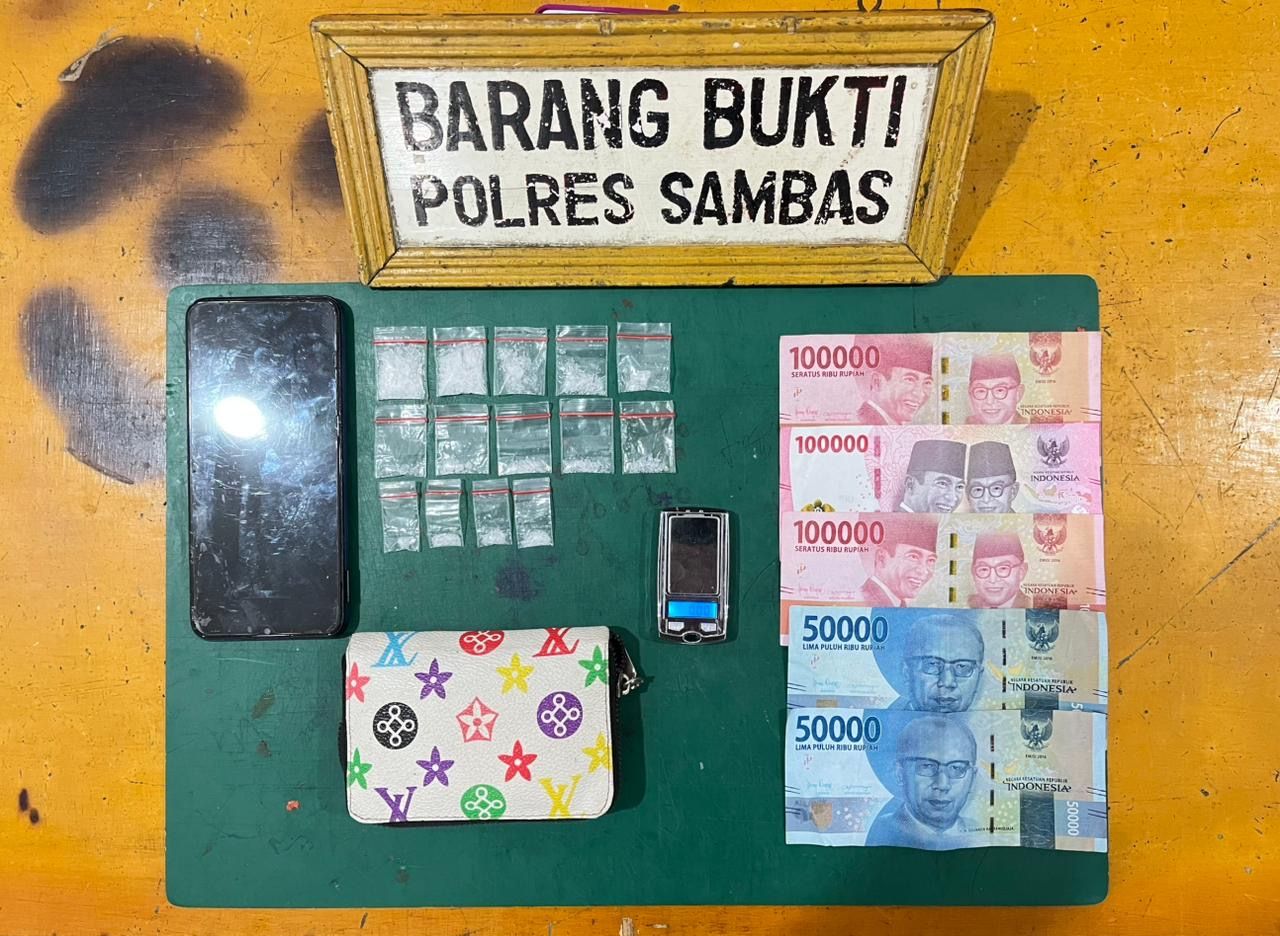Satresnarkoba Polres Sambas Tangkap Pengedar Sabu di Kecamatan Tebas