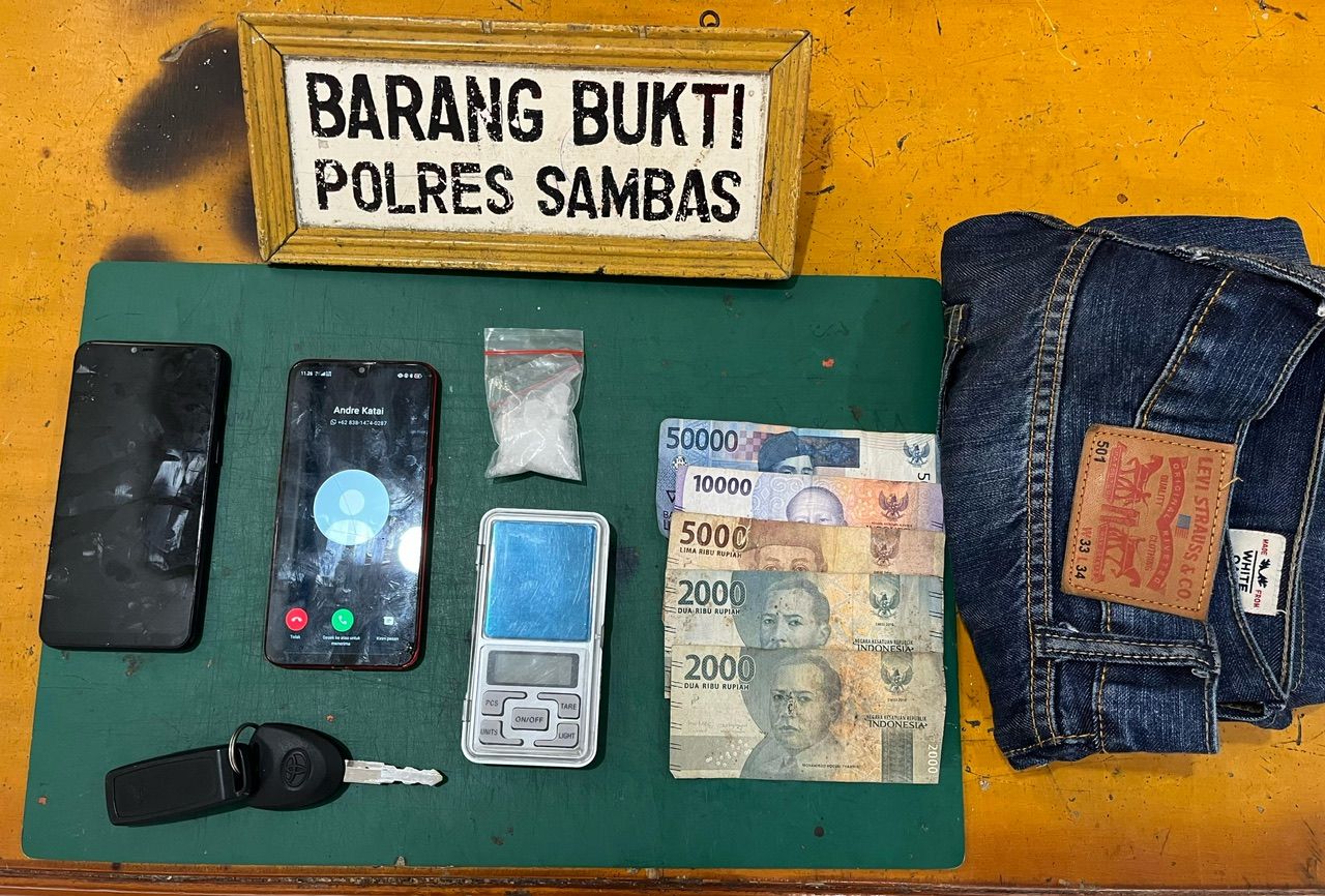 Polres Sambas Amankan Tiga Terduga Pelaku Narkoba, 10,33 Gram Sabu Disita