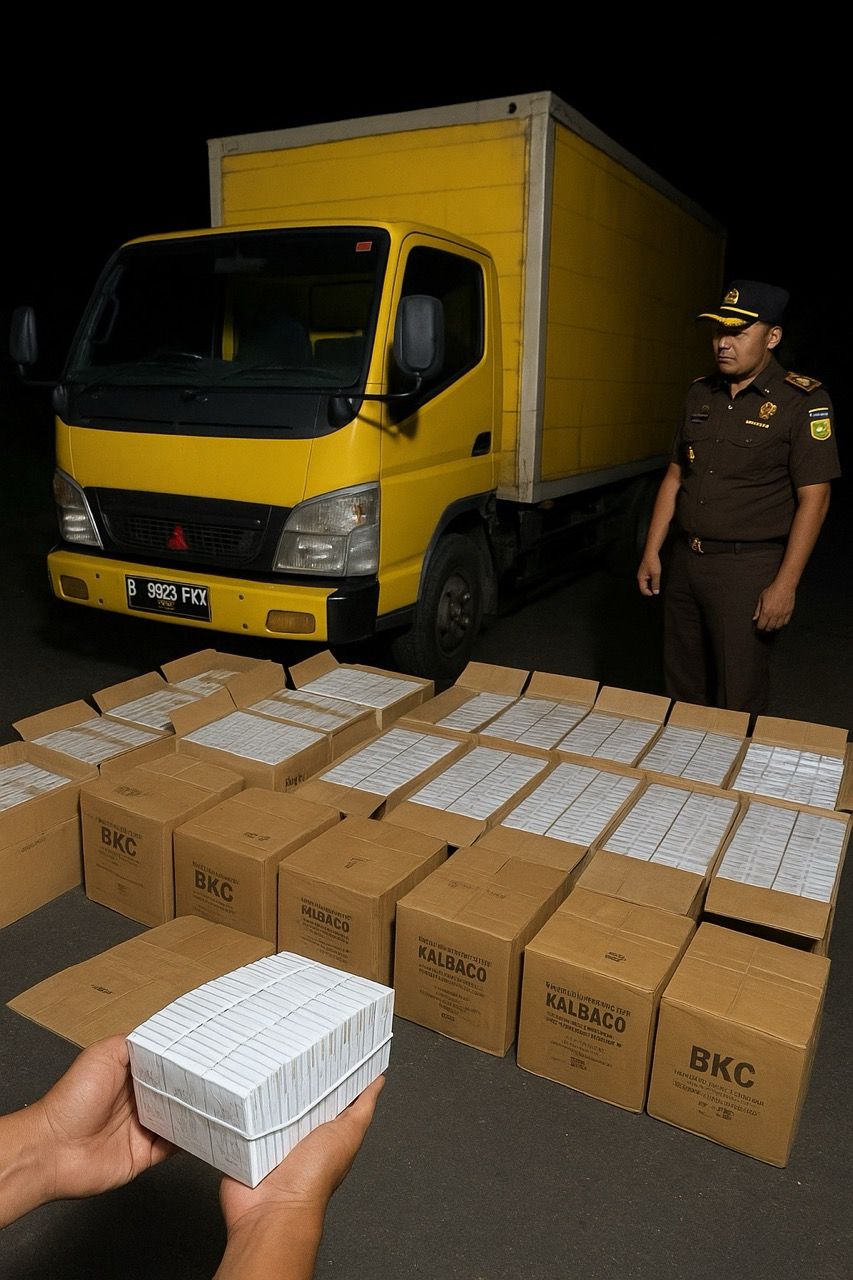 Operasi di Jalan Raya Sanggau Ledo Bongkar Truk Bermuatan Rokok Ilegal