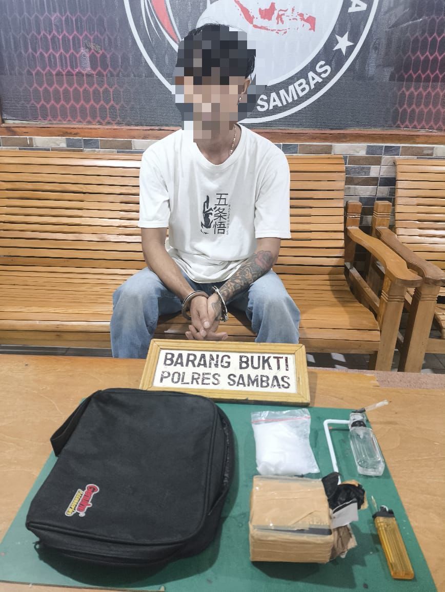 Satresnarkoba Polres Sambas Bekuk Pelaku Penyalahgunaan Narkotika Jenis Sabu di Rumah Kost