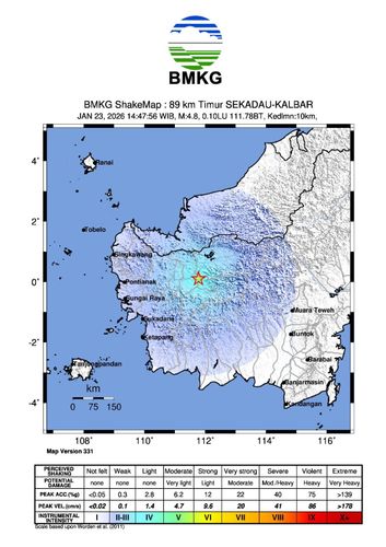 Gempa M4,8 Guncang Sekadau dan Sekitarnya, Warga Sempat Terkejut