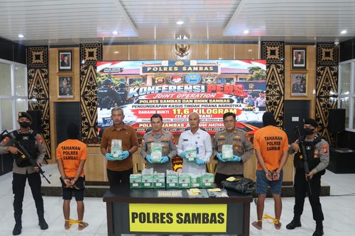 Polres Sambas Ungkap Peredaran 11,67 Kg Sabu, Dua Pria Diamankan